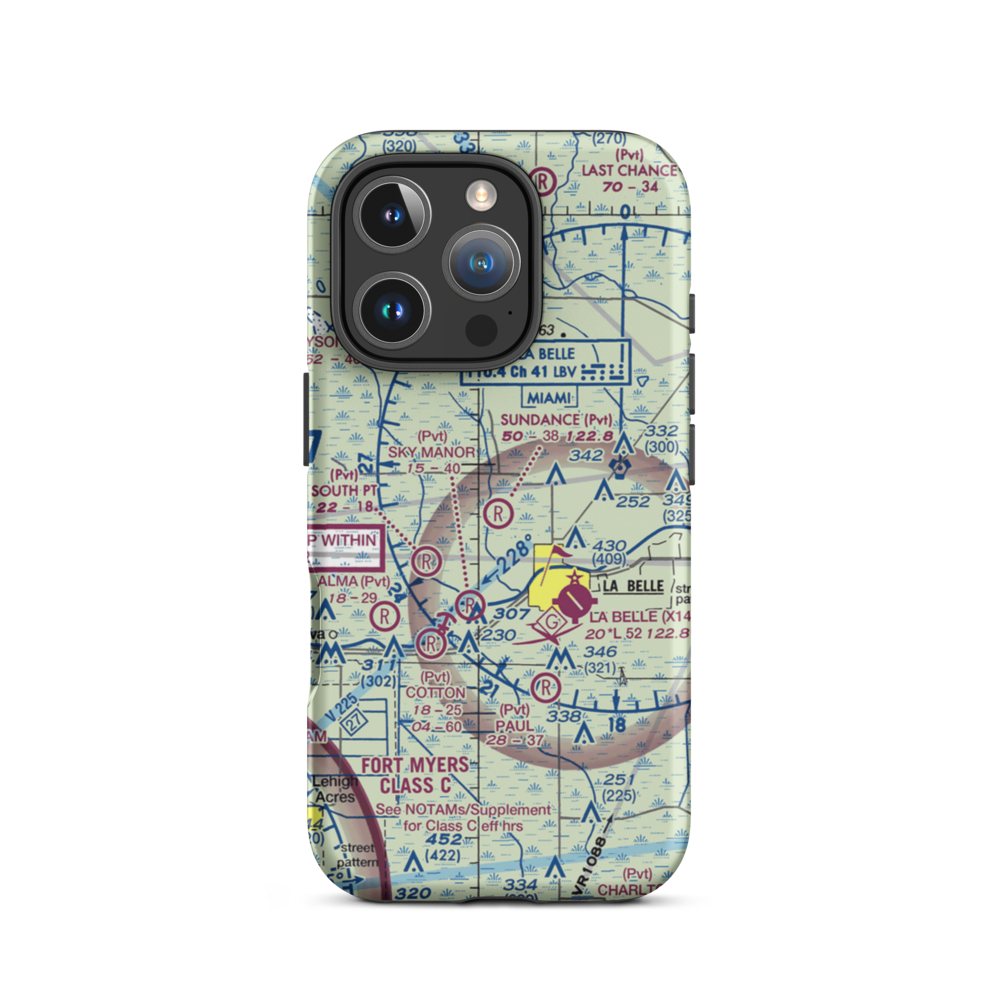 Sundance Farms Airport (FD20) VFR Sectional  Tough iPhone Case iPhone 16 Pro model shown