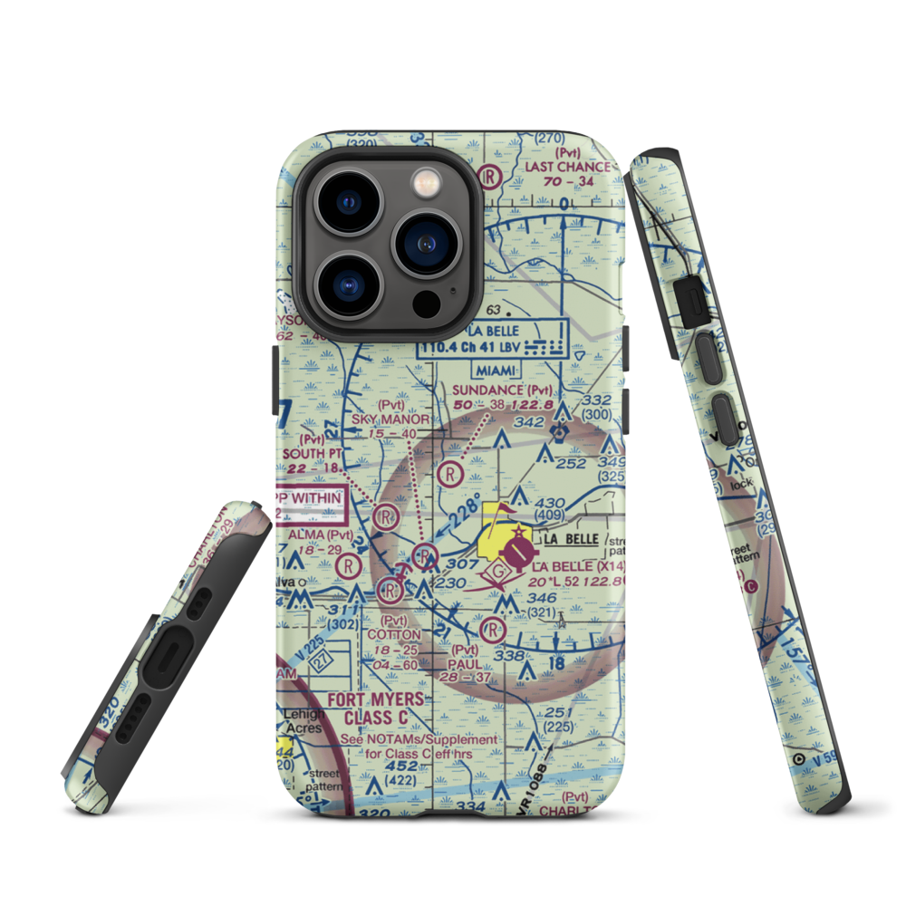 Sundance Farms Airport (FD20) VFR Sectional  Tough iPhone Case iPhone 13 Pro model shown