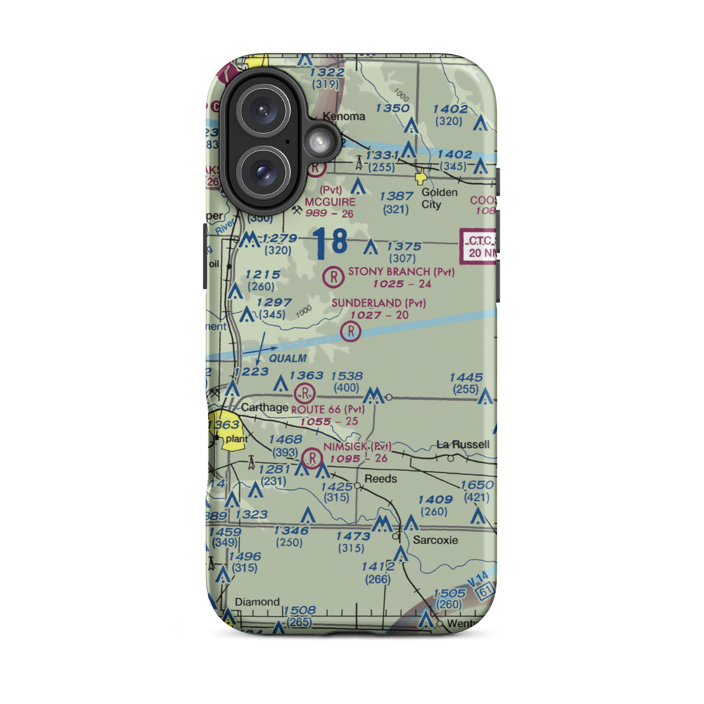 Sunderland Airport (0MU1) VFR Sectional  Tough iPhone Case iPhone 16 Plus model shown