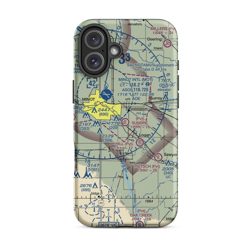 Sundre Airport (ND36) VFR Sectional  Tough iPhone Case iPhone 16 Plus model shown