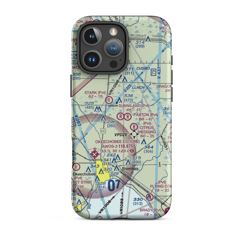 Sunniland Ranch Airport (08FD) VFR Sectional  Tough iPhone Case iPhone 16 Pro Max model shown