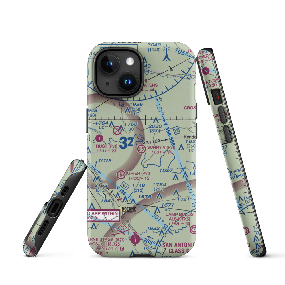 Sunny V Ranch Airport (7TS3) VFR Sectional  Tough iPhone Case iPhone 15 model shown