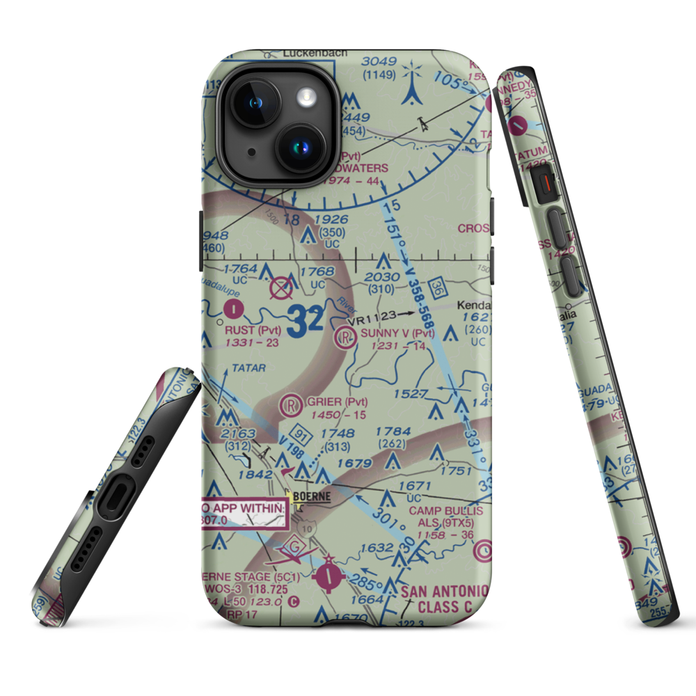 Sunny V Ranch Airport (7TS3) VFR Sectional  Tough iPhone Case iPhone 15 Plus model shown