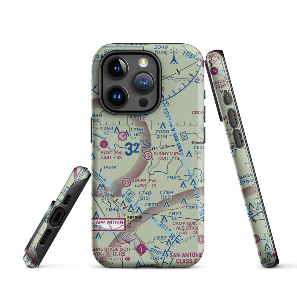 Sunny V Ranch Airport (7TS3) VFR Sectional  Tough iPhone Case iPhone 15 Pro model shown