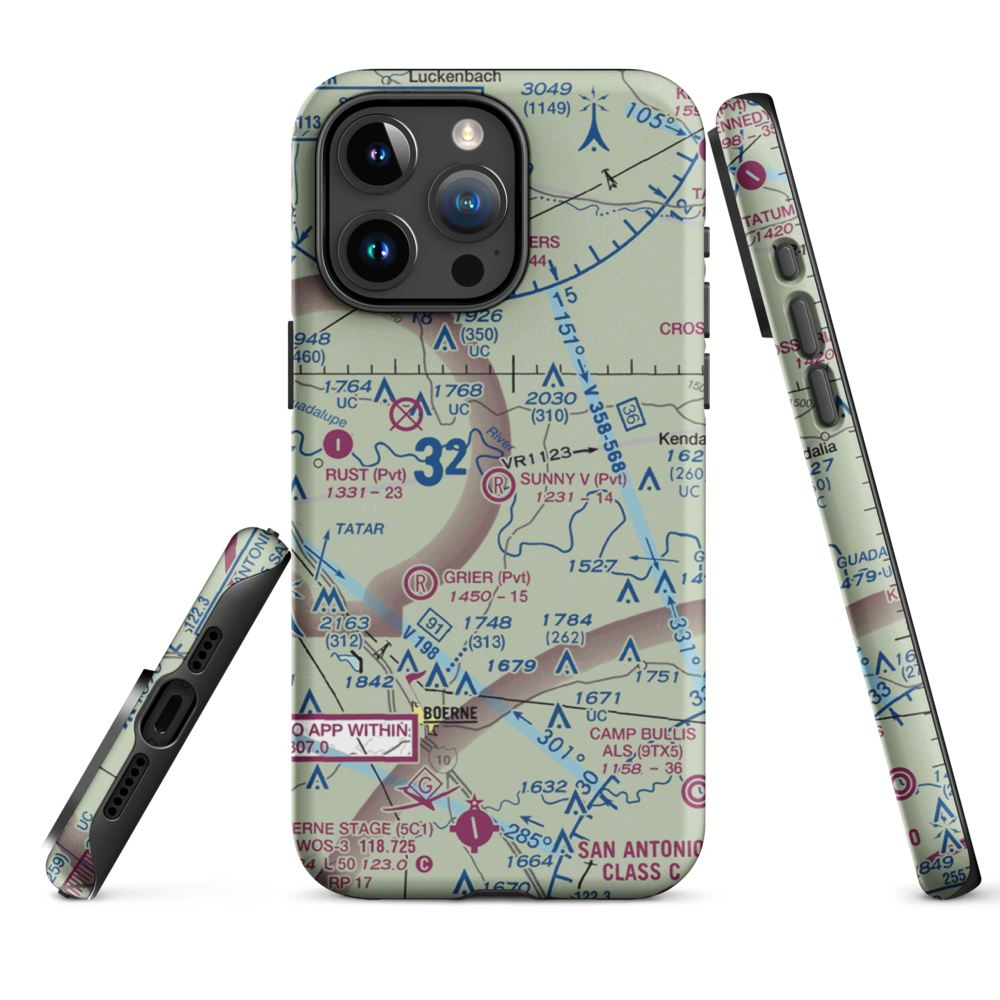 Sunny V Ranch Airport (7TS3) VFR Sectional  Tough iPhone Case iPhone 15 Pro Max model shown