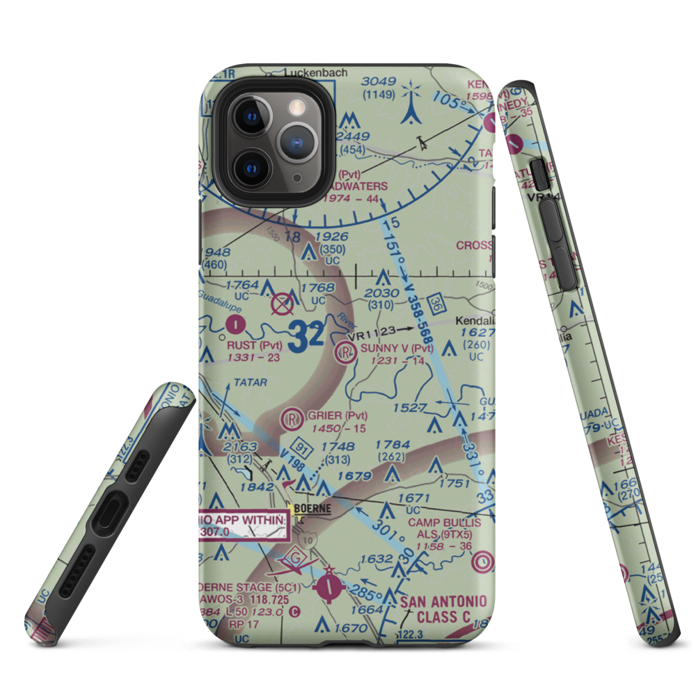 Sunny V Ranch Airport (7TS3) VFR Sectional  Tough iPhone Case iPhone 11 Pro Max model shown