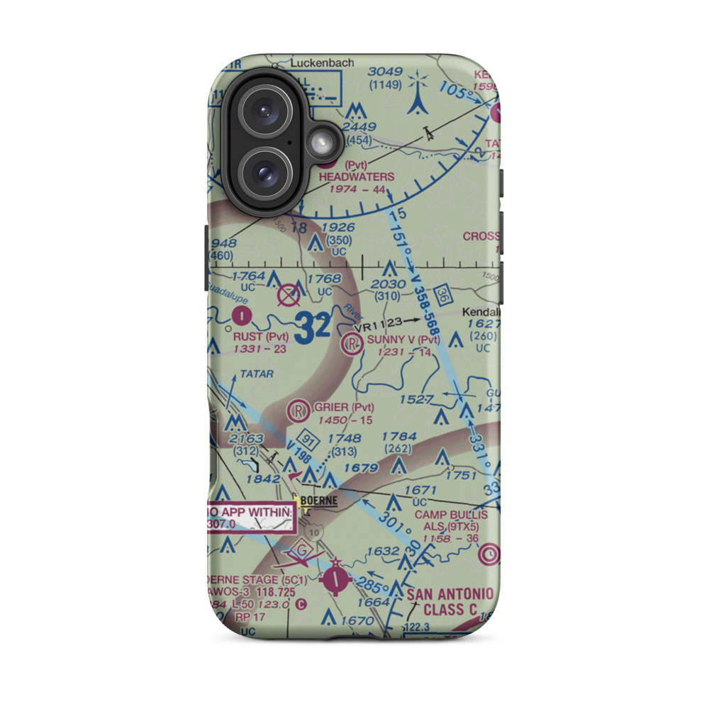 Sunny V Ranch Airport (7TS3) VFR Sectional  Tough iPhone Case iPhone 16 Plus model shown