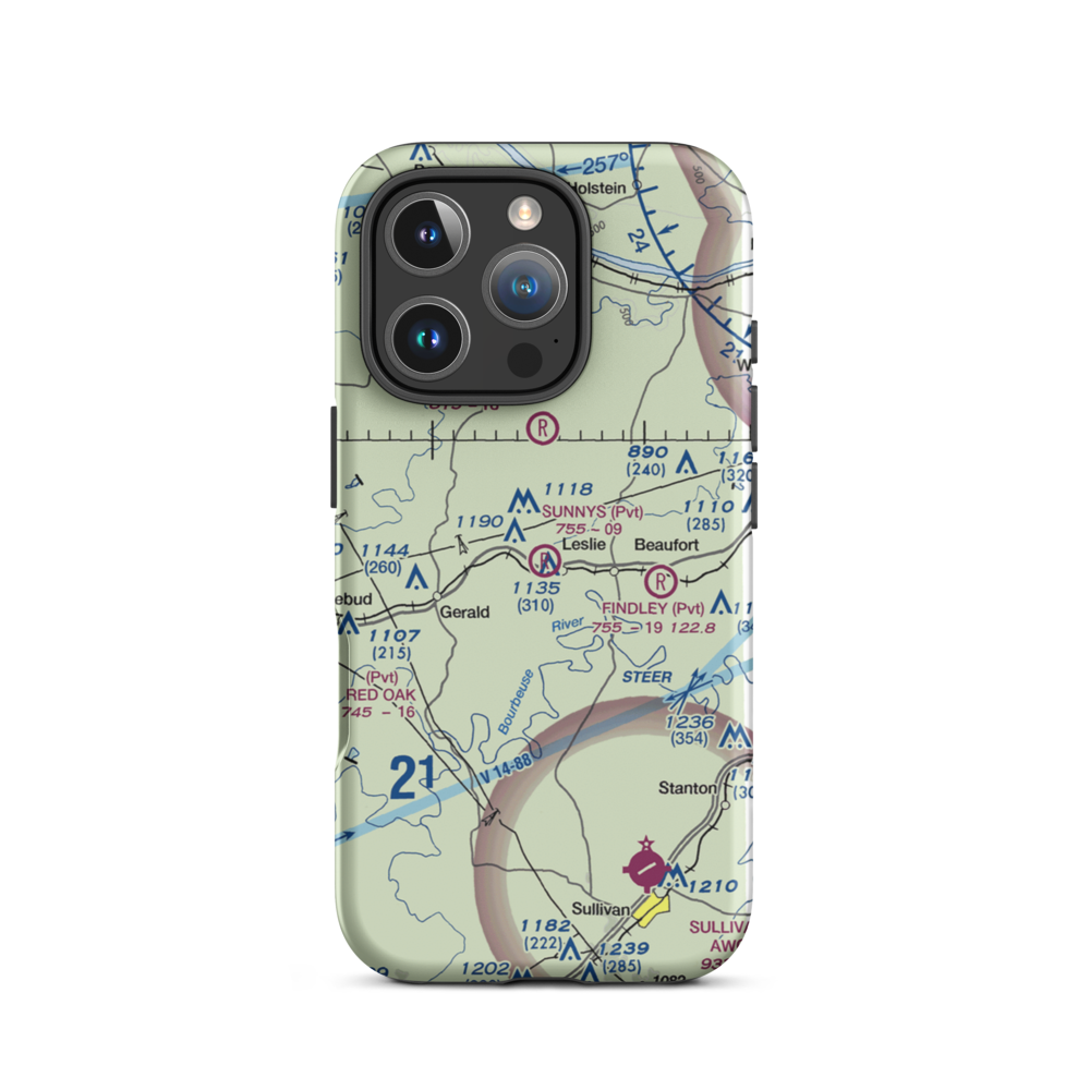Sunnys Field Airport (72MO) VFR Sectional  Tough iPhone Case iPhone 16 Pro model shown