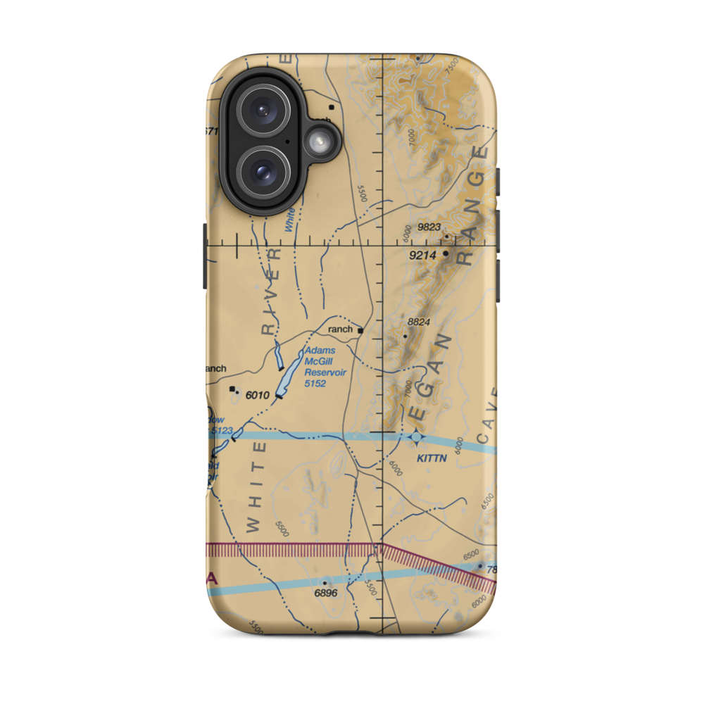 Sunnyside/Kirch Wildlife Mgmt Area Airport (NV07) VFR Sectional  Tough iPhone Case iPhone 16 Plus model shown