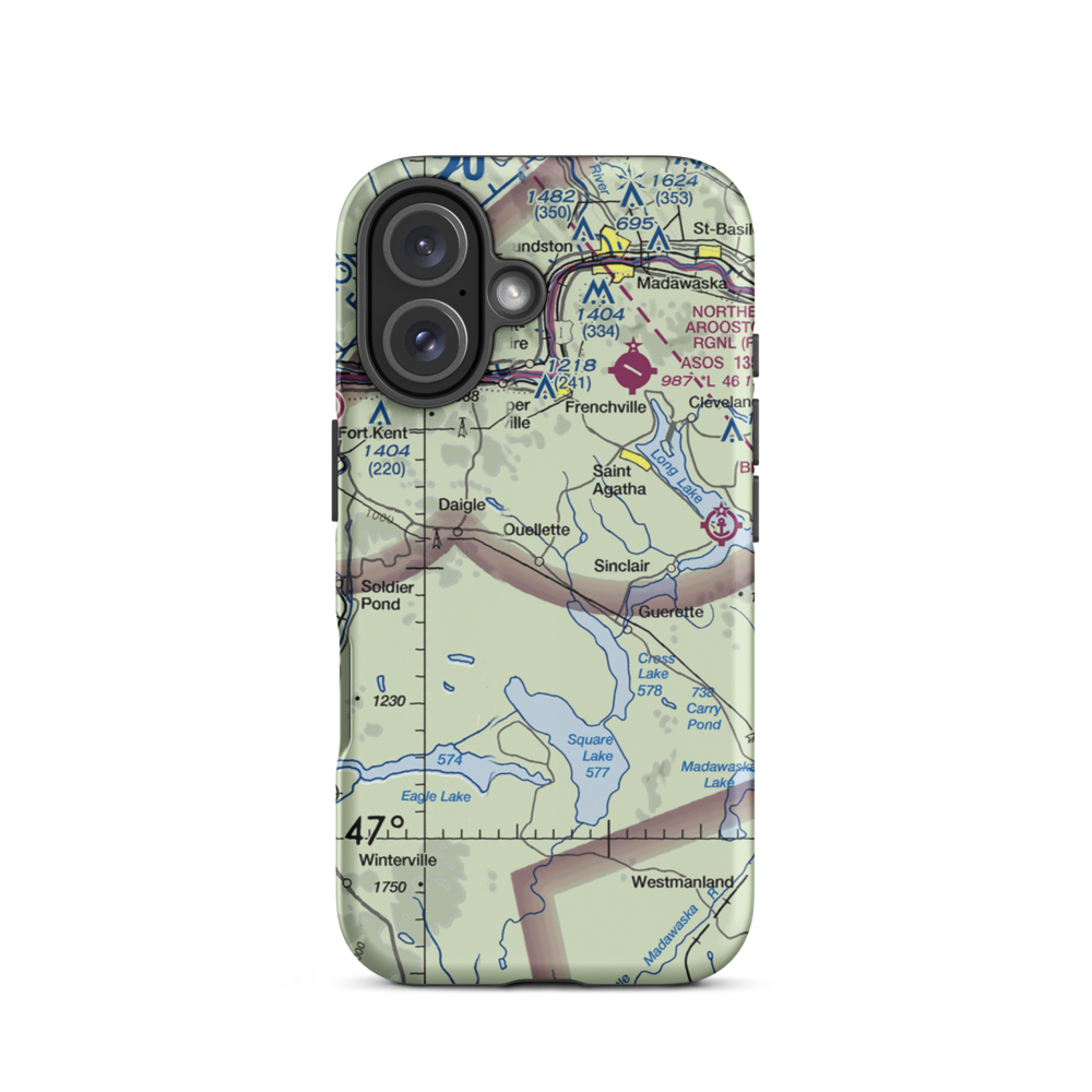 Sunrise Farms Airport (ME25) VFR Sectional  Tough iPhone Case iPhone 16 model shown