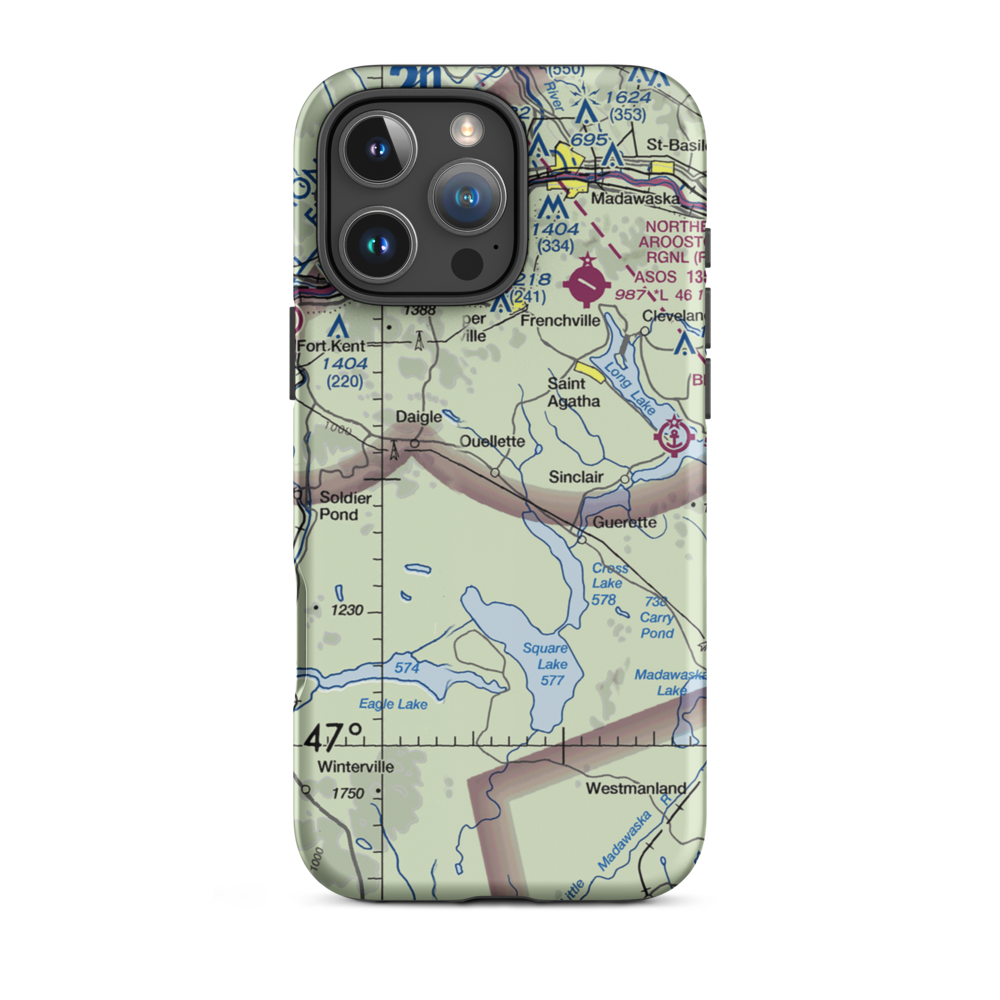 Sunrise Farms Airport (ME25) VFR Sectional  Tough iPhone Case iPhone 16 Pro Max model shown