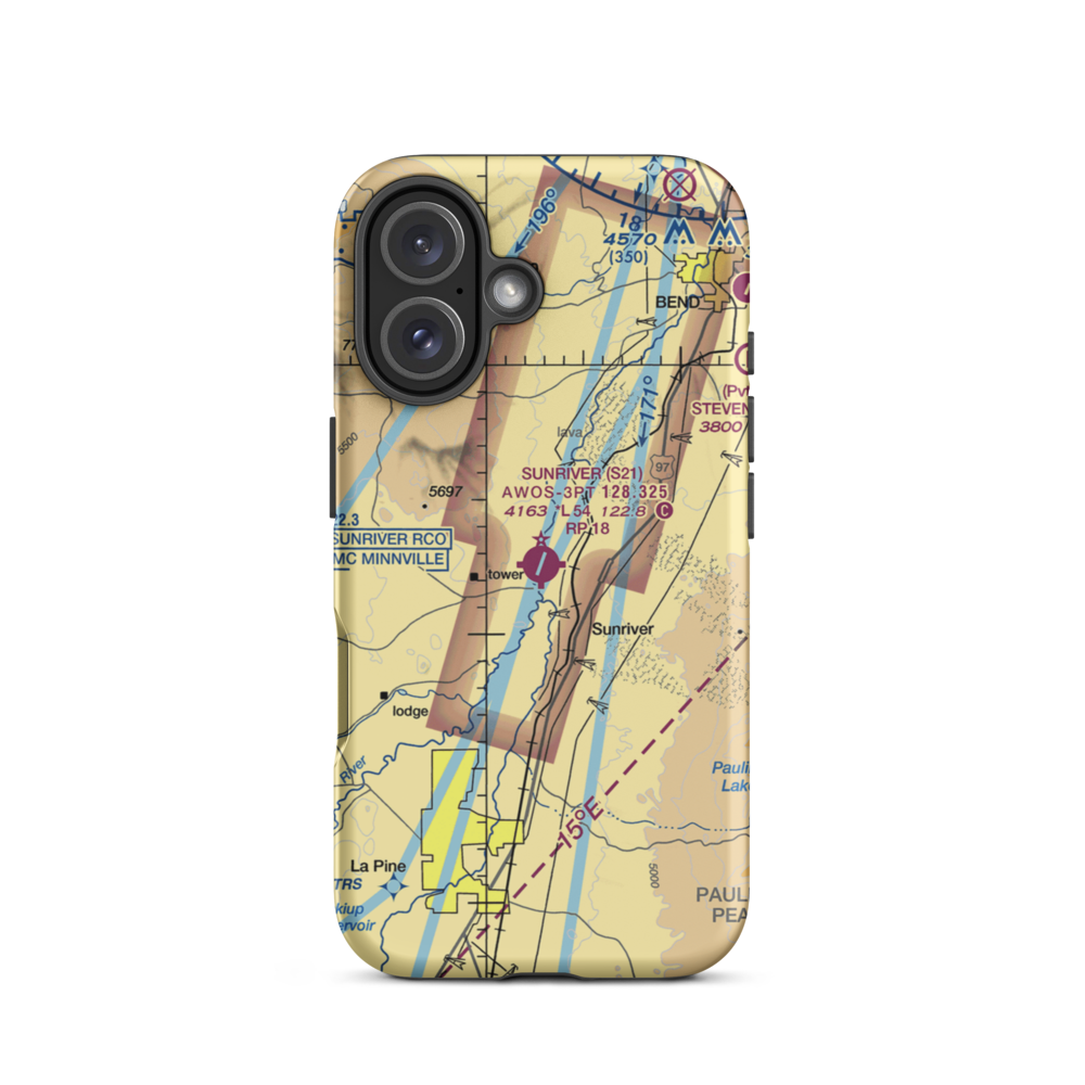 Sunriver Airport (S21) VFR Sectional  Tough iPhone Case iPhone 16 model shown