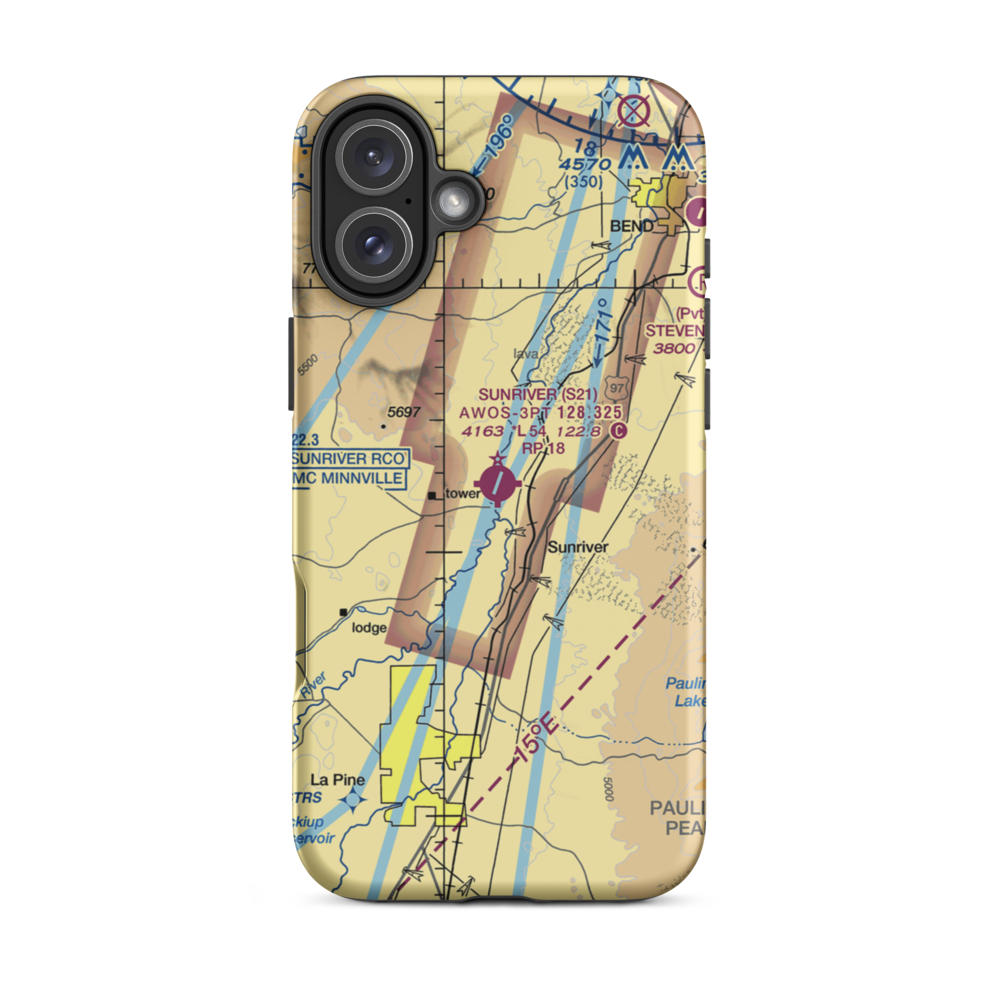 Sunriver Airport (S21) VFR Sectional  Tough iPhone Case iPhone 16 Plus model shown