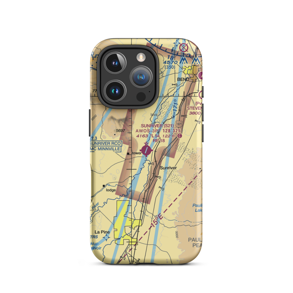 Sunriver Airport (S21) VFR Sectional  Tough iPhone Case iPhone 16 Pro model shown