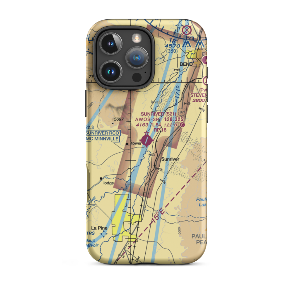 Sunriver Airport (S21) VFR Sectional  Tough iPhone Case iPhone 16 Pro Max model shown