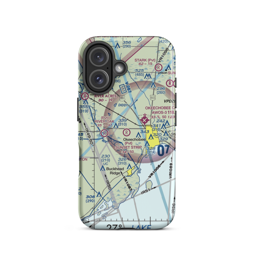 Sunset Strip Airpark (32FA) VFR Sectional  Tough iPhone Case iPhone 16 model shown