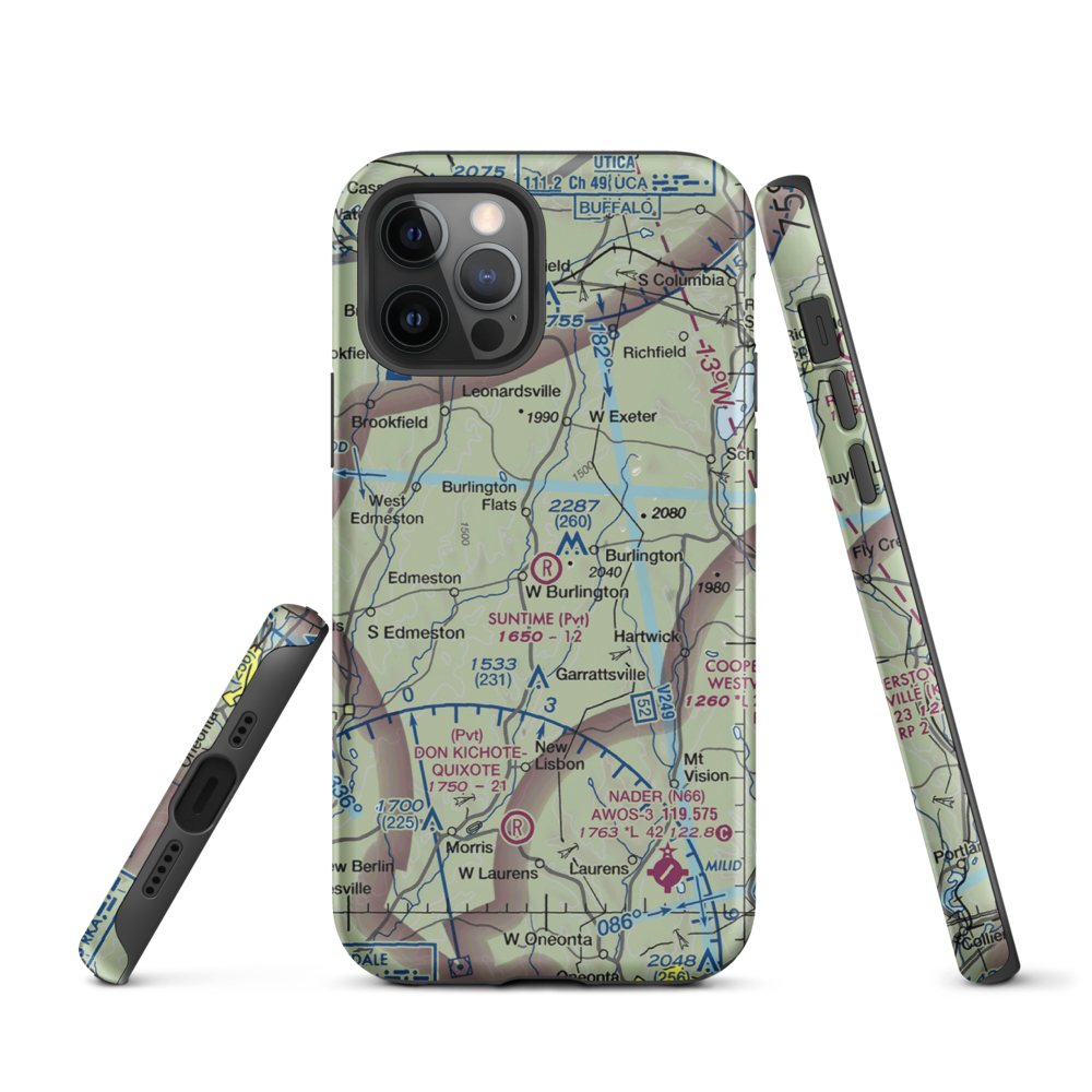 Suntime Airport (8NK6) VFR Sectional  Tough iPhone Case iPhone 12 Pro model shown
