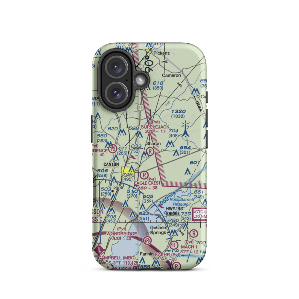 Supplejack Airport (MS36) VFR Sectional  Tough iPhone Case iPhone 16 model shown