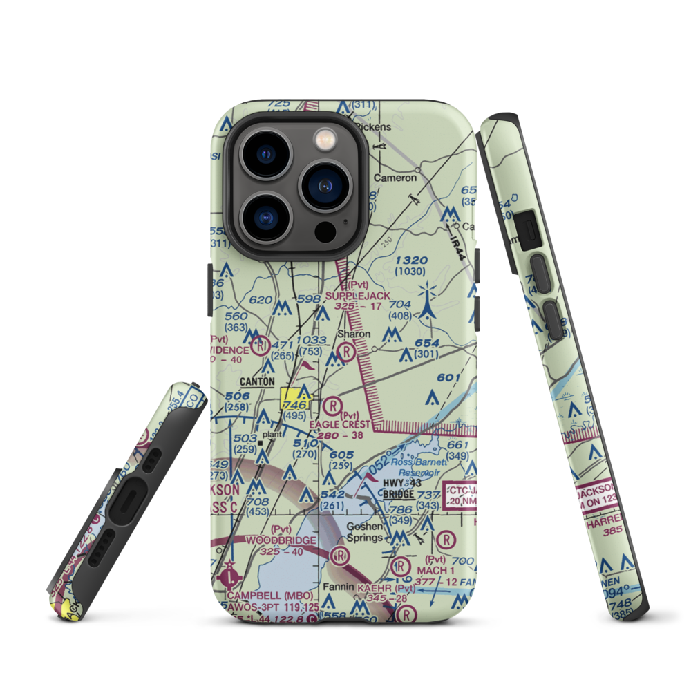 Supplejack Airport (MS36) VFR Sectional  Tough iPhone Case iPhone 13 Pro model shown