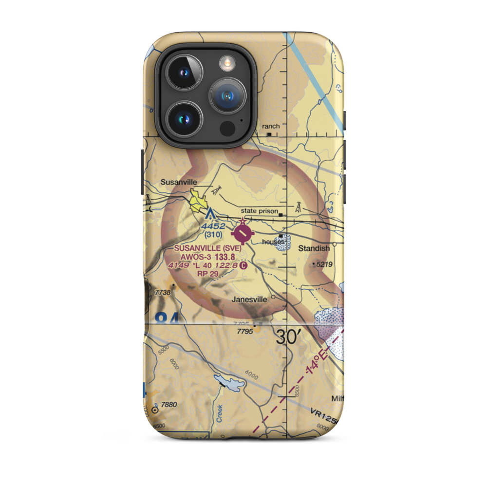 Susanville Municipal Airport (SVE) VFR Sectional  Tough iPhone Case iPhone 16 Pro Max model shown