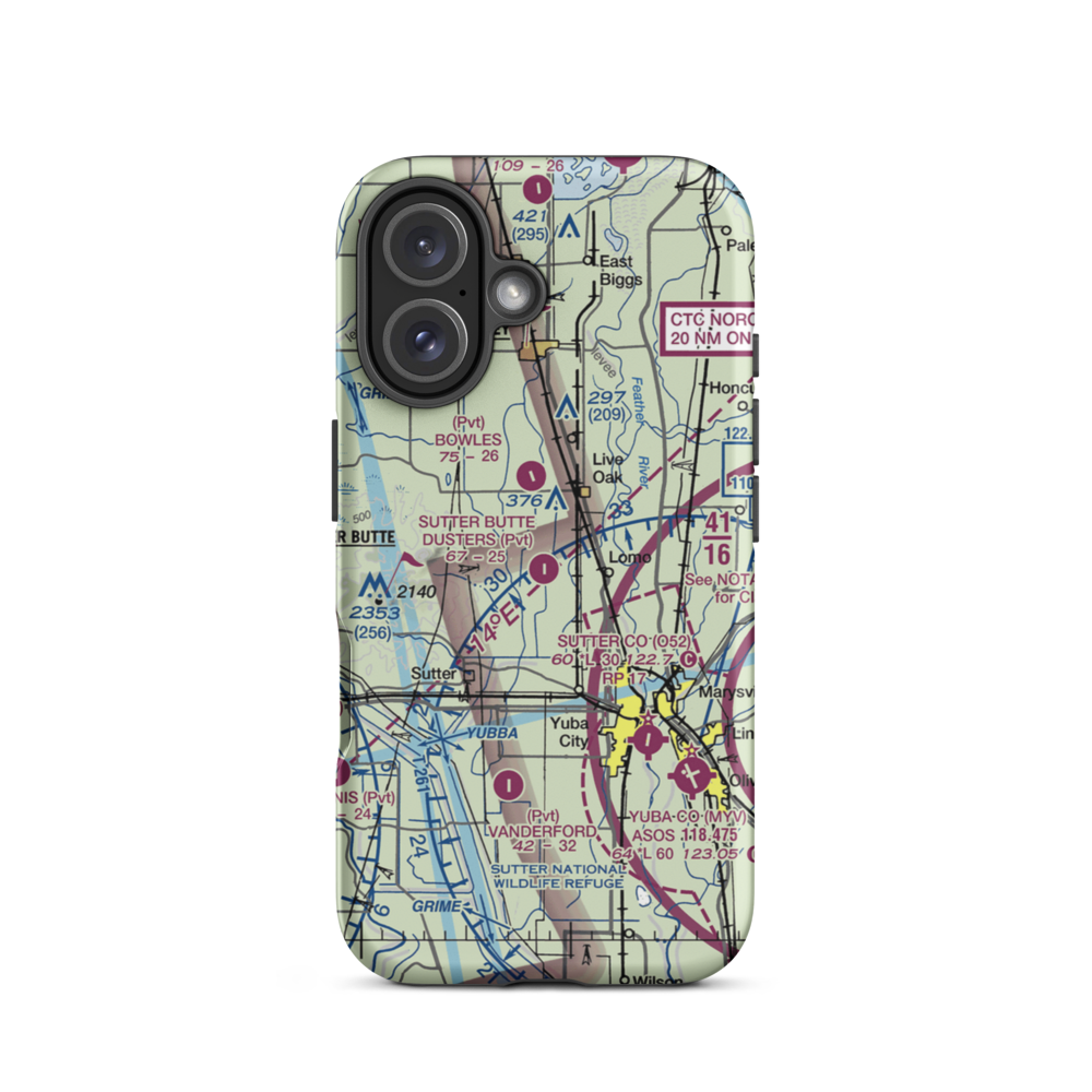 Sutter Butte Dusters Airport (0CN2) VFR Sectional  Tough iPhone Case iPhone 16 model shown