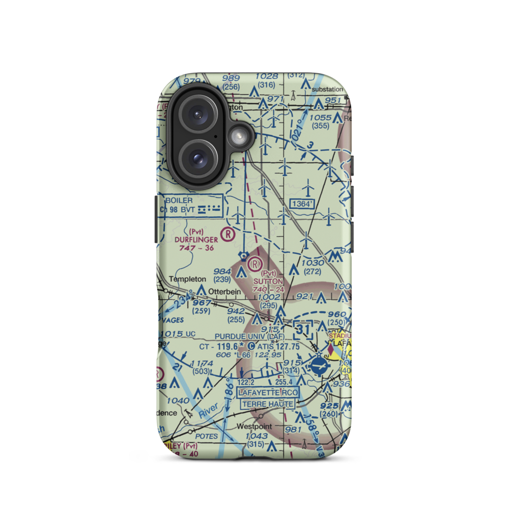 Sutton Airport (IN00) VFR Sectional  Tough iPhone Case iPhone 16 model shown