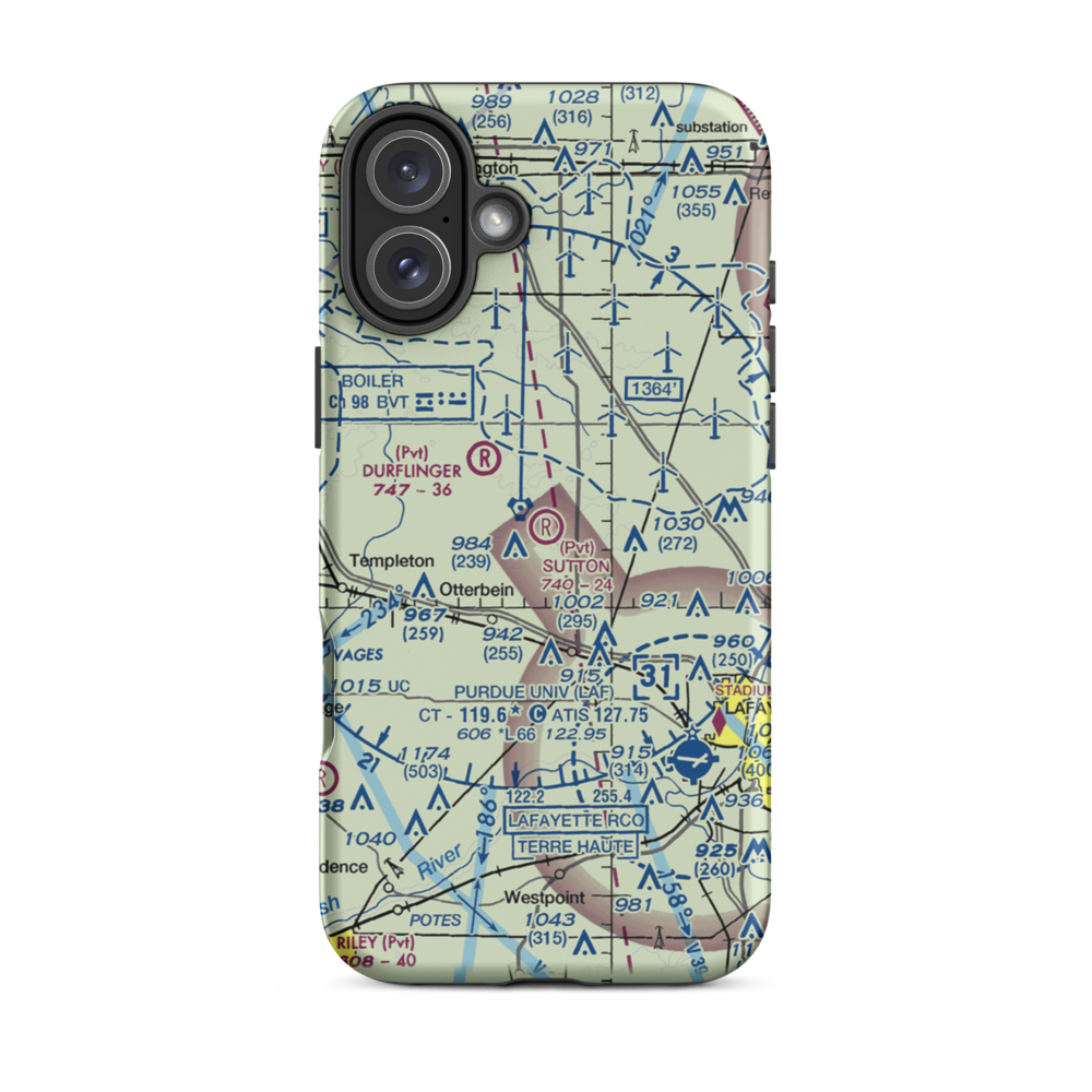 Sutton Airport (IN00) VFR Sectional  Tough iPhone Case iPhone 16 Plus model shown