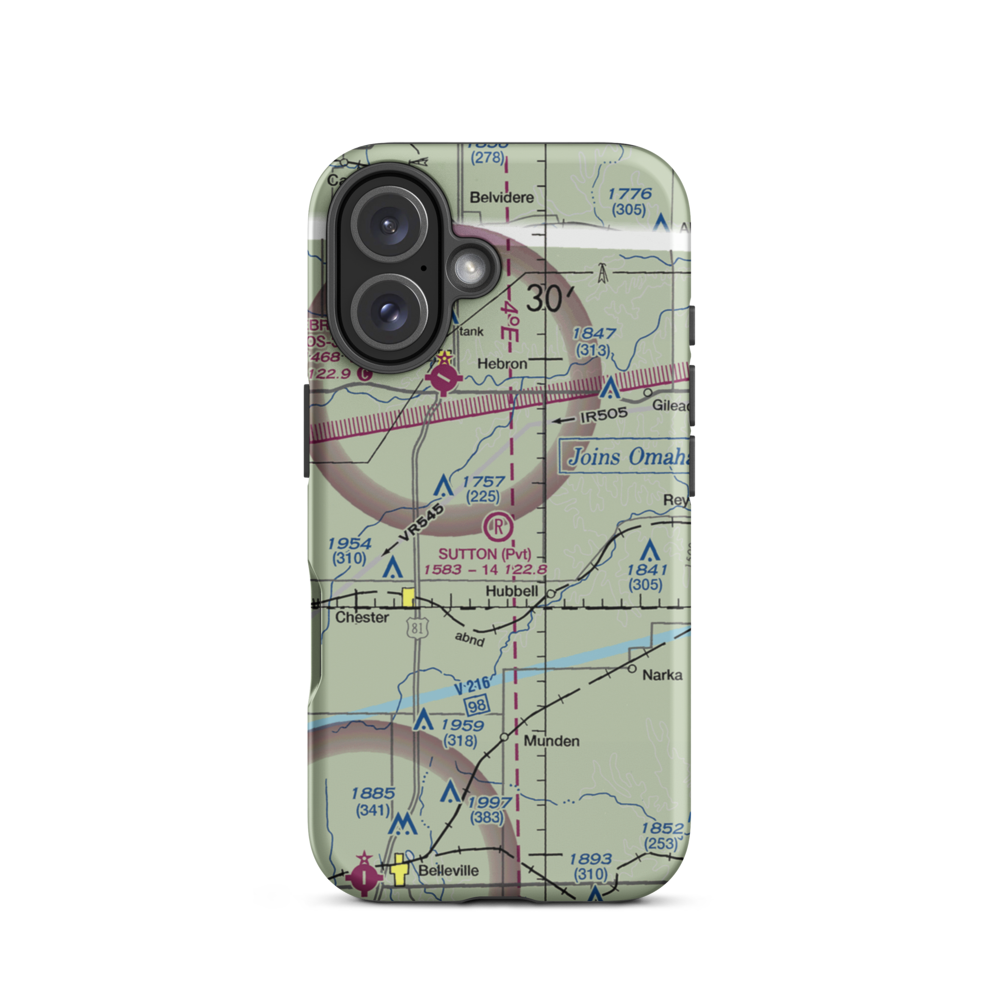 Sutton Airport (NE35) VFR Sectional  Tough iPhone Case iPhone 16 model shown