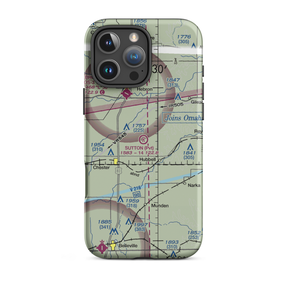 Sutton Airport (NE35) VFR Sectional  Tough iPhone Case iPhone 16 Pro Max model shown