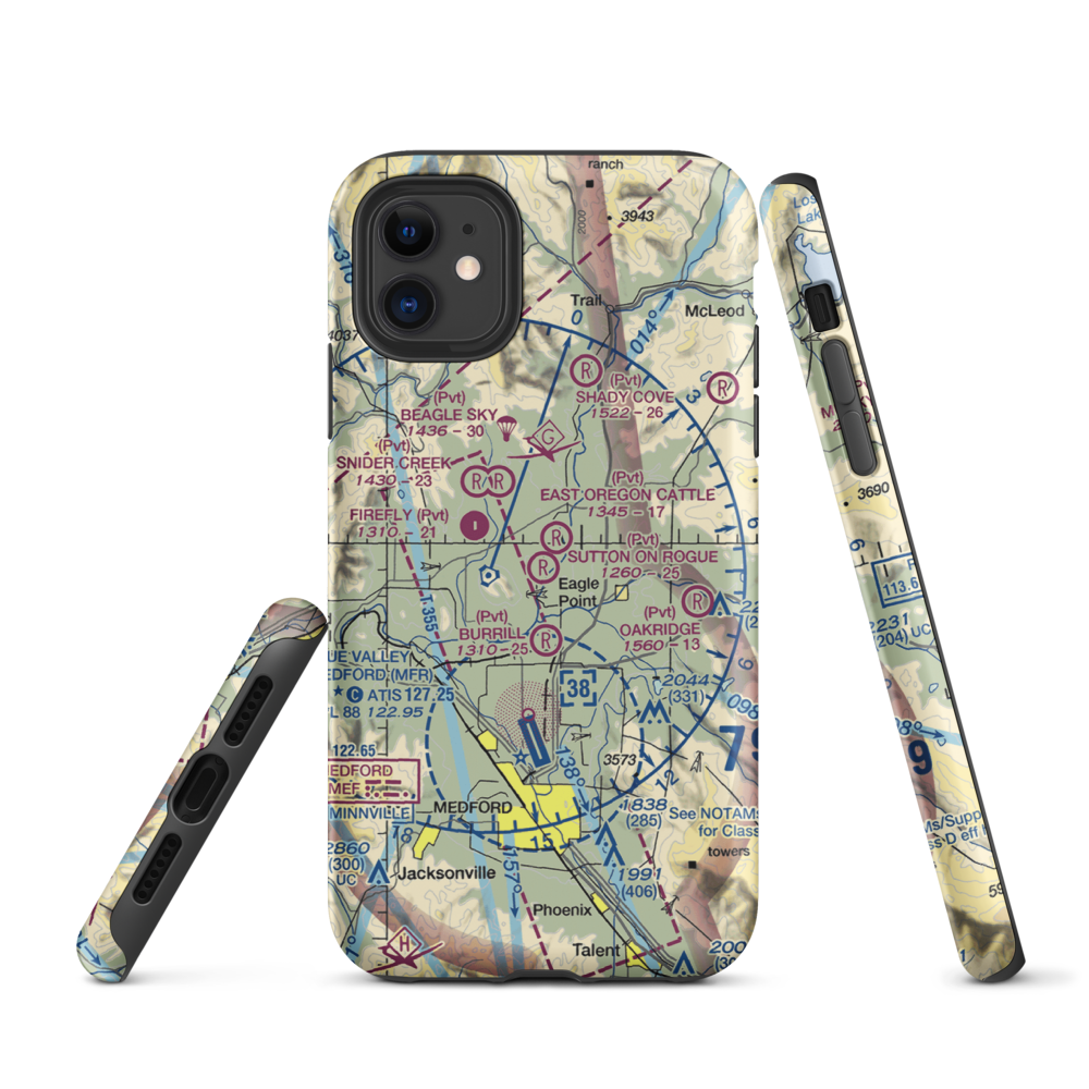 Sutton on Rogue Airport (0OR8) VFR Sectional  Tough iPhone Case iPhone 11 model shown