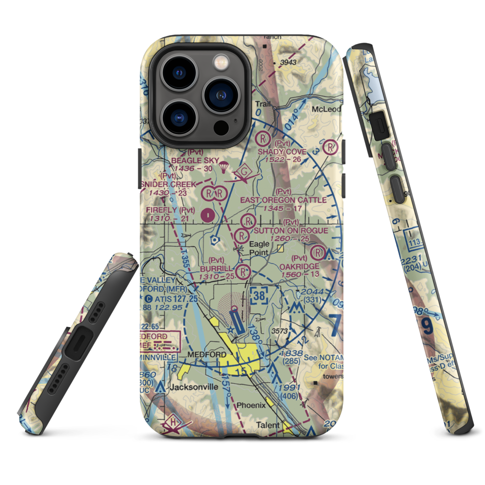 Sutton on Rogue Airport (0OR8) VFR Sectional  Tough iPhone Case iPhone 13 Pro Max model shown