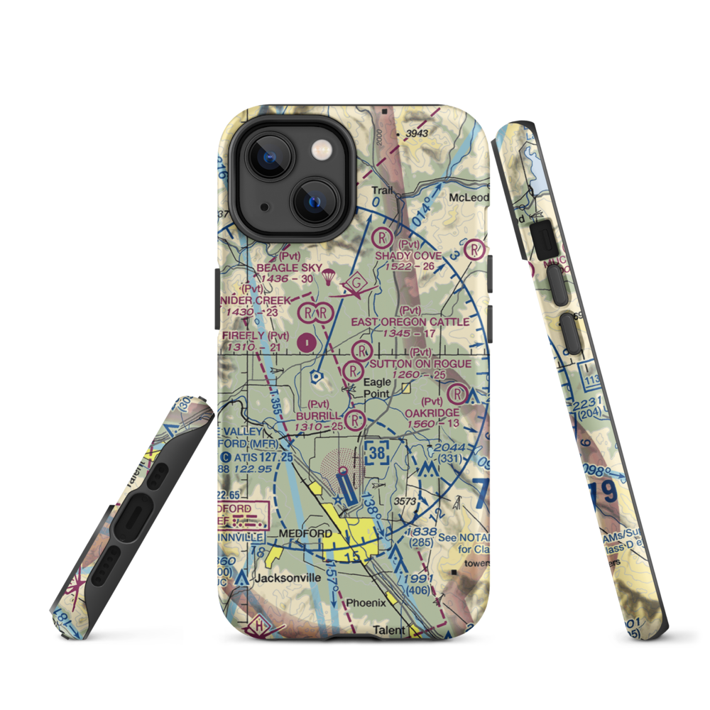 Sutton on Rogue Airport (0OR8) VFR Sectional  Tough iPhone Case iPhone 14 model shown