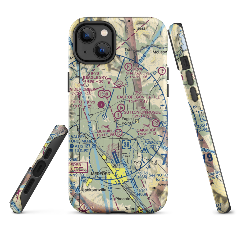 Sutton on Rogue Airport (0OR8) VFR Sectional  Tough iPhone Case iPhone 14 Plus model shown