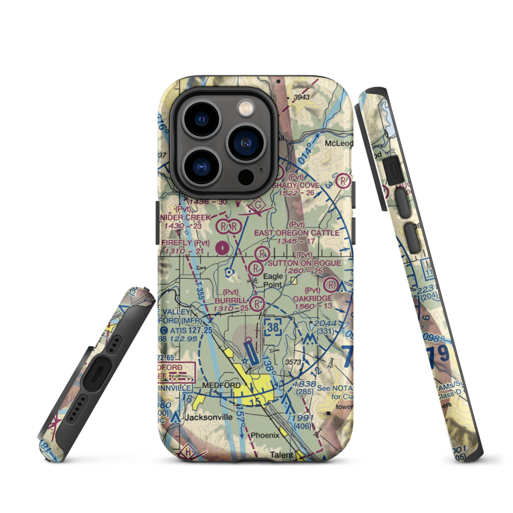 Sutton on Rogue Airport (0OR8) VFR Sectional  Tough iPhone Case iPhone 14 Pro model shown