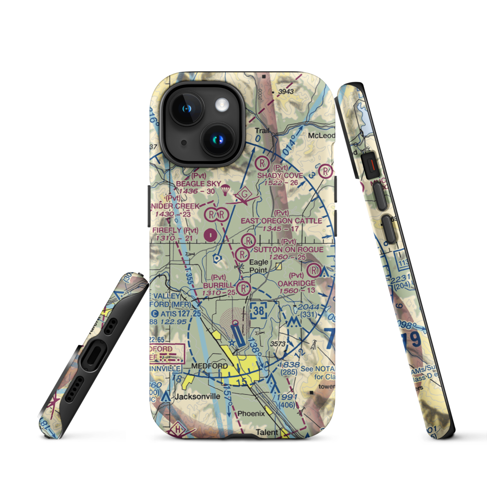 Sutton on Rogue Airport (0OR8) VFR Sectional  Tough iPhone Case iPhone 15 model shown
