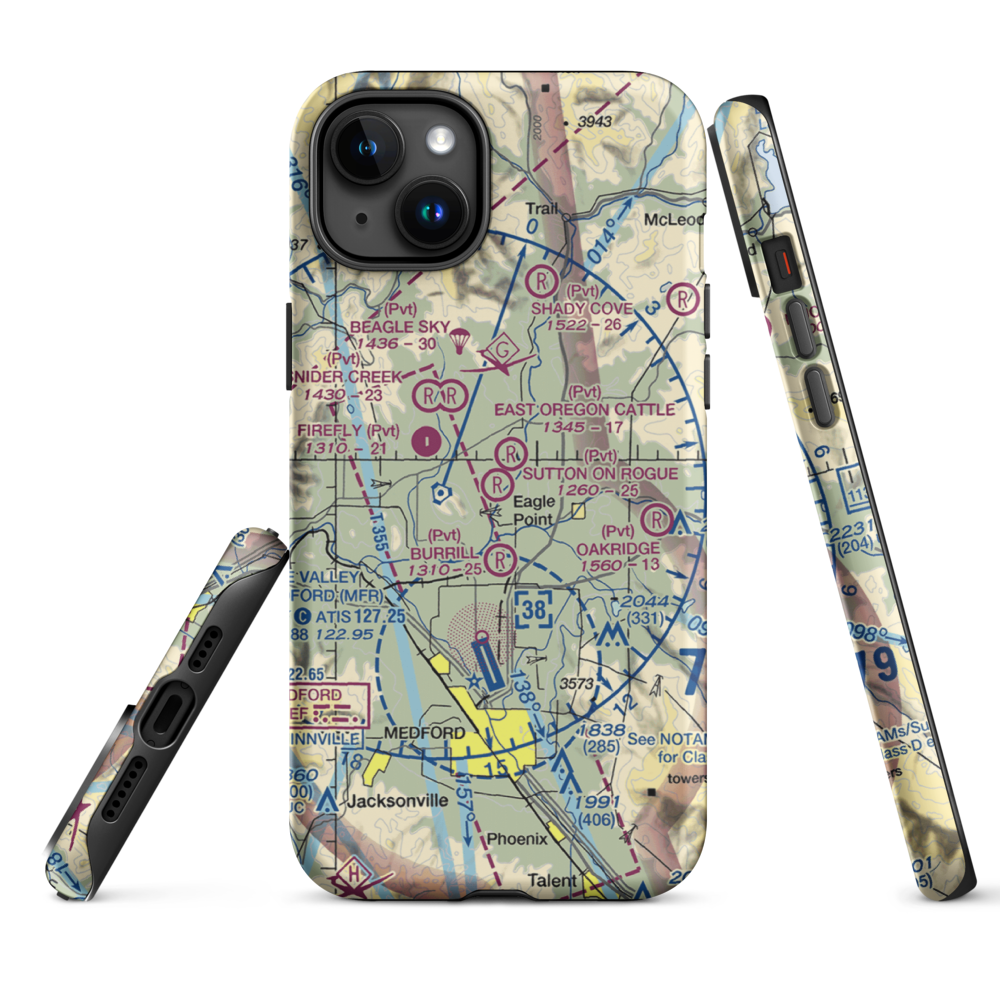 Sutton on Rogue Airport (0OR8) VFR Sectional  Tough iPhone Case iPhone 15 Plus model shown