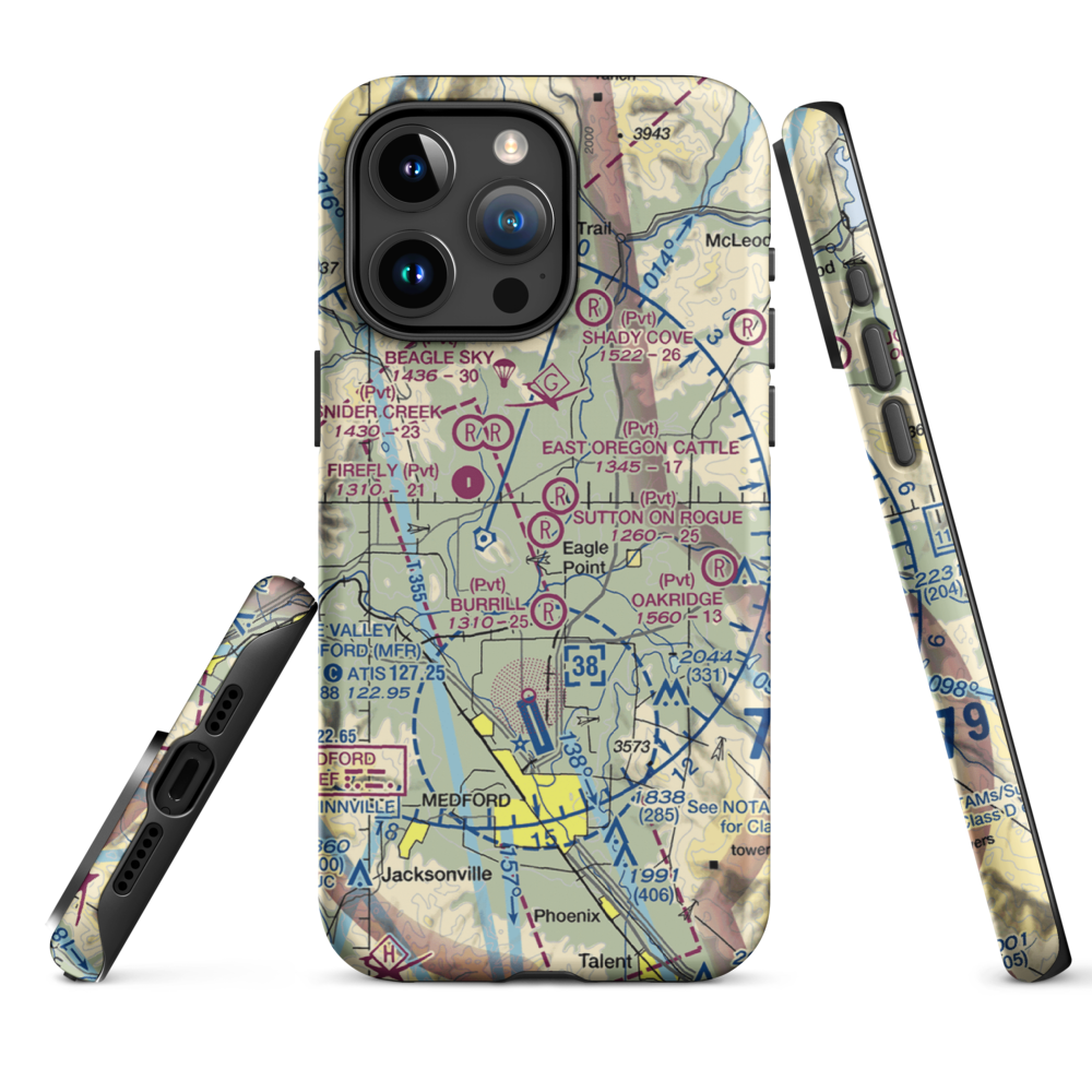 Sutton on Rogue Airport (0OR8) VFR Sectional  Tough iPhone Case iPhone 15 Pro Max model shown