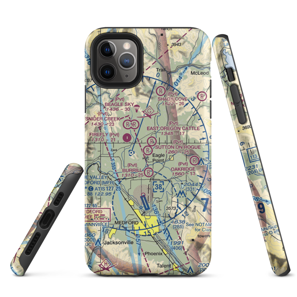 Sutton on Rogue Airport (0OR8) VFR Sectional  Tough iPhone Case iPhone 11 Pro Max model shown