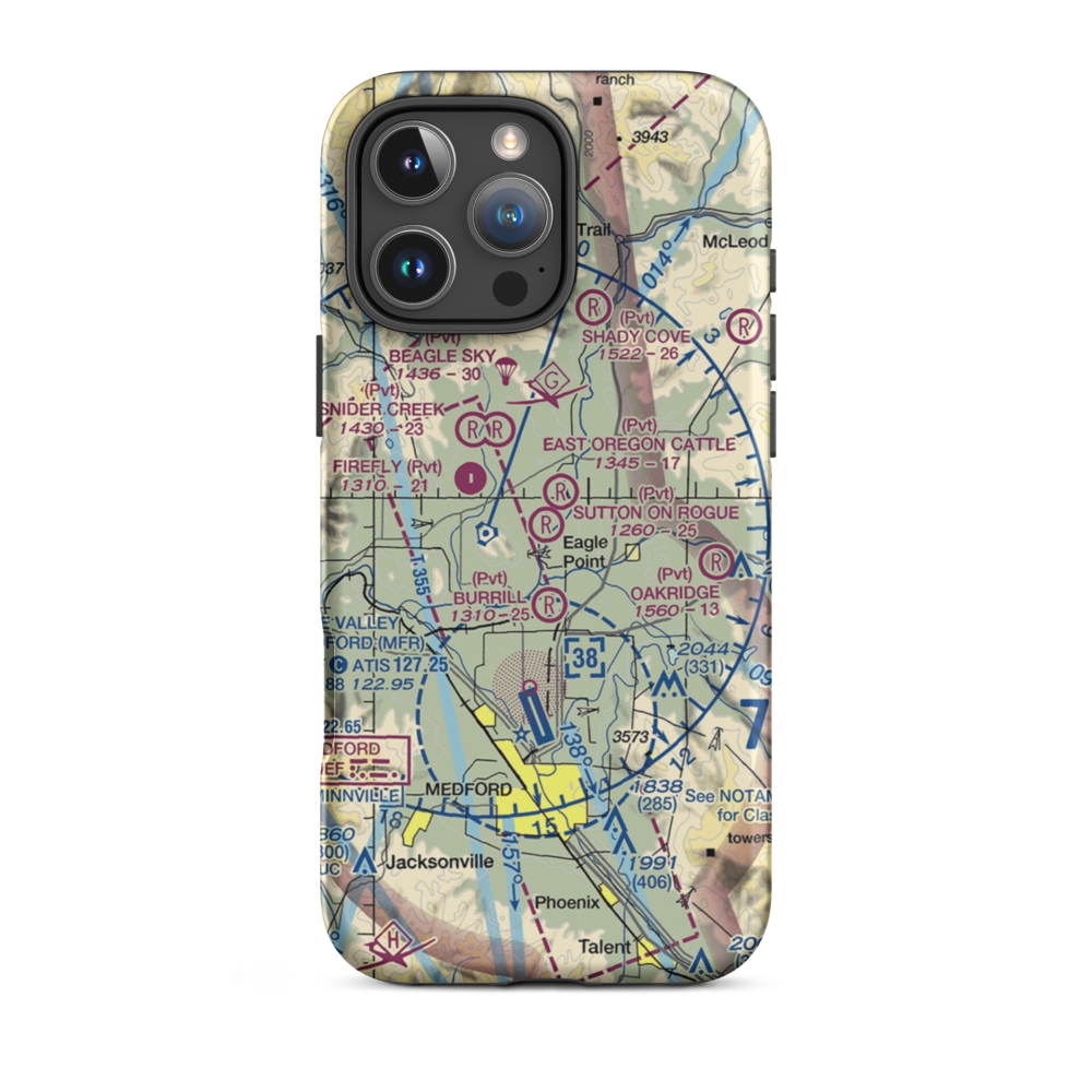 Sutton on Rogue Airport (0OR8) VFR Sectional  Tough iPhone Case iPhone 16 Pro Max model shown
