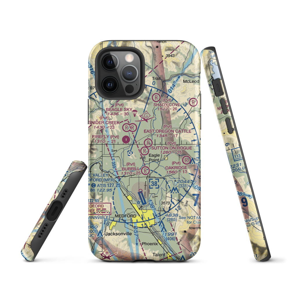 Sutton on Rogue Airport (0OR8) VFR Sectional  Tough iPhone Case iPhone 12 Pro model shown