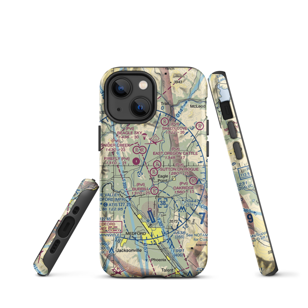 Sutton on Rogue Airport (0OR8) VFR Sectional  Tough iPhone Case iPhone 13 mini model shown