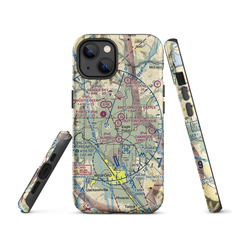 Sutton on Rogue Airport (0OR8) VFR Sectional  Tough iPhone Case iPhone 13 model shown