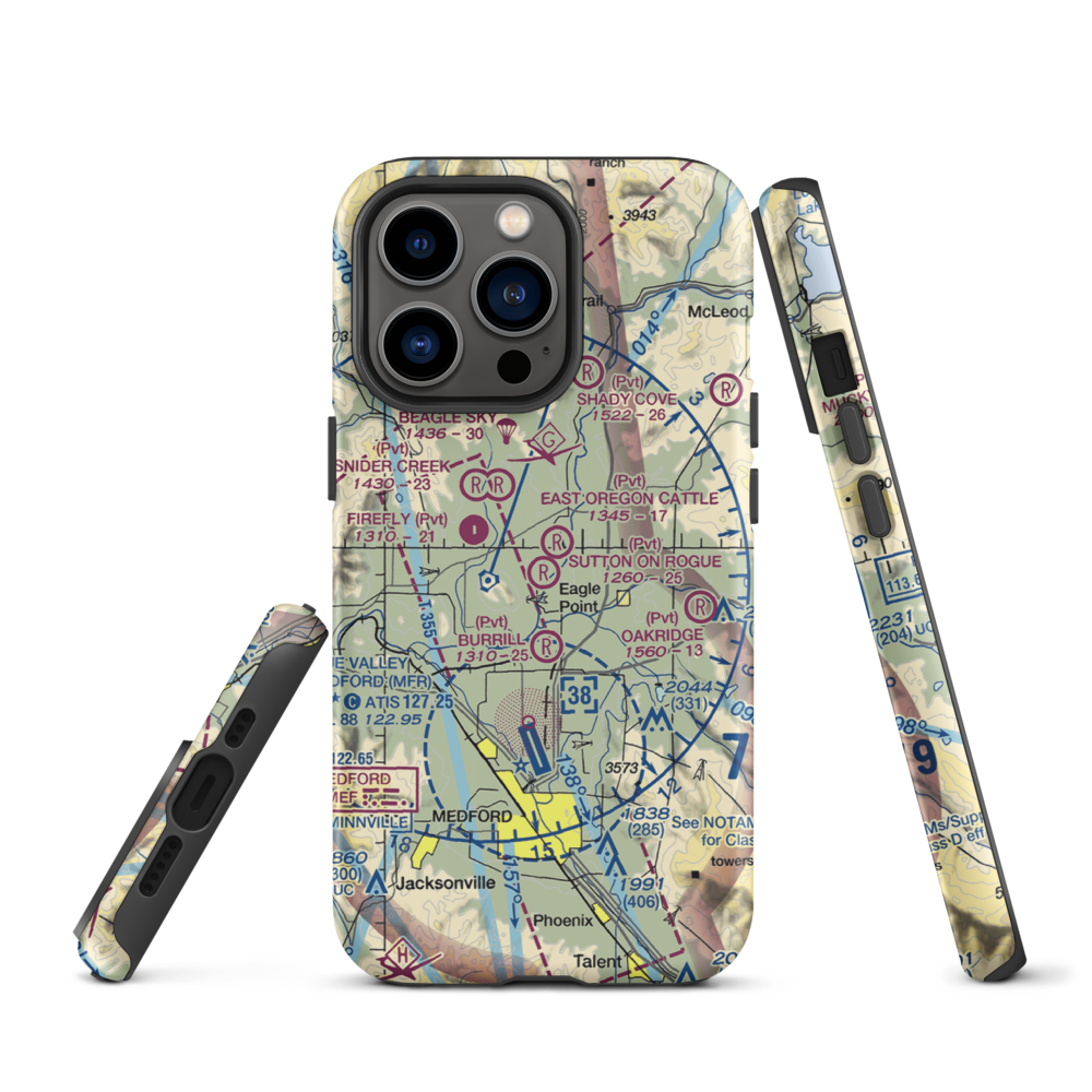 Sutton on Rogue Airport (0OR8) VFR Sectional  Tough iPhone Case iPhone 13 Pro model shown