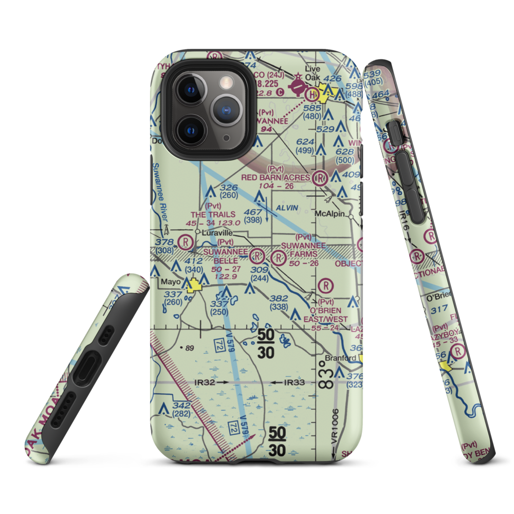 Suwannee Belle Airport (9FL0) VFR Sectional  Tough iPhone Case iPhone 11 Pro model shown