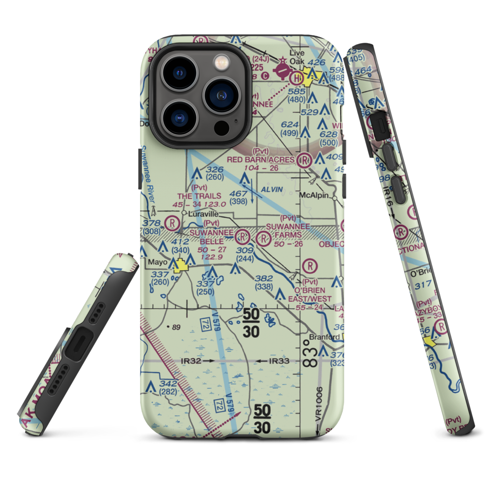 Suwannee Belle Airport (9FL0) VFR Sectional  Tough iPhone Case iPhone 13 Pro Max model shown