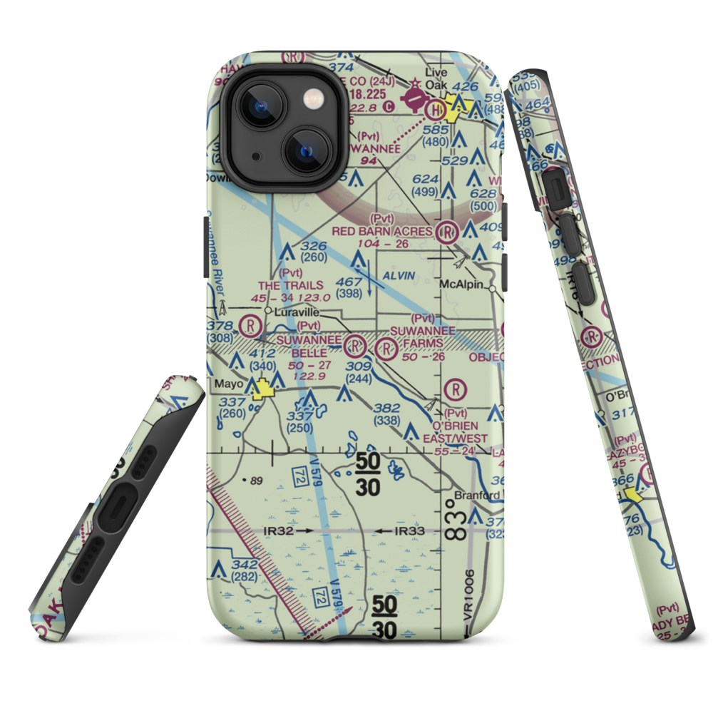 Suwannee Belle Airport (9FL0) VFR Sectional  Tough iPhone Case iPhone 14 Plus model shown