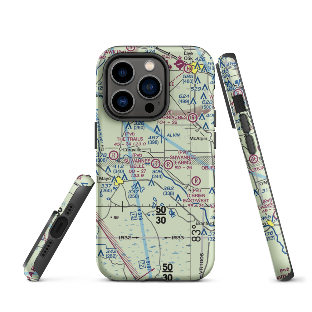 Suwannee Belle Airport (9FL0) VFR Sectional  Tough iPhone Case iPhone 14 Pro model shown