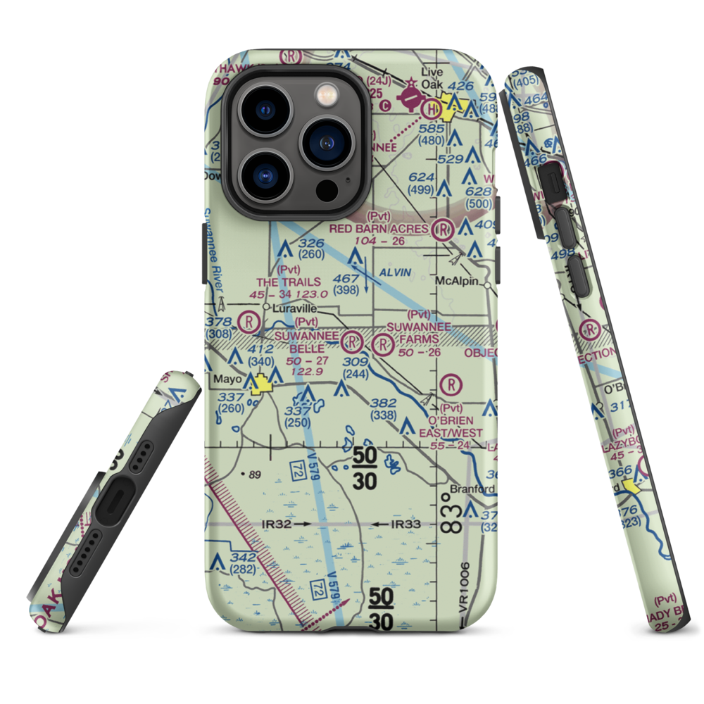 Suwannee Belle Airport (9FL0) VFR Sectional  Tough iPhone Case iPhone 14 Pro Max model shown