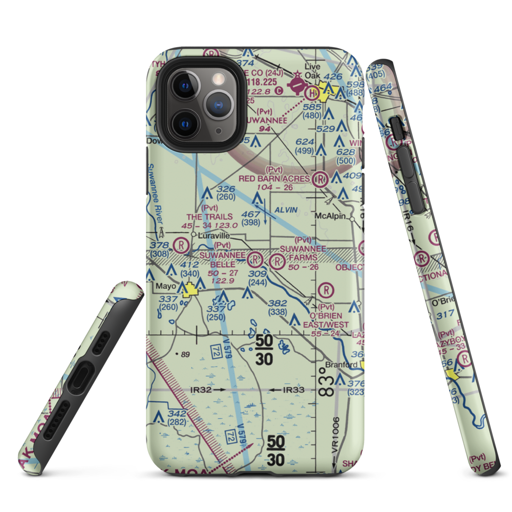 Suwannee Belle Airport (9FL0) VFR Sectional  Tough iPhone Case iPhone 11 Pro Max model shown