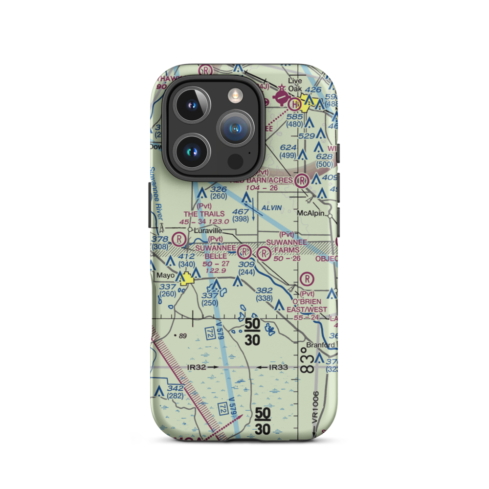 Suwannee Belle Airport (9FL0) VFR Sectional  Tough iPhone Case iPhone 16 Pro model shown
